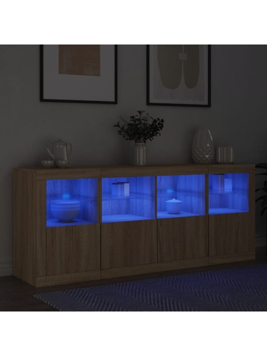 Kumode ar led lampiņām, ozolkoka krāsa, 163x37x67 cm