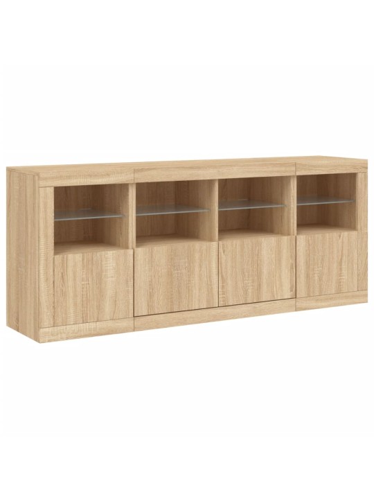 Kumode ar led lampiņām, ozolkoka krāsa, 163x37x67 cm