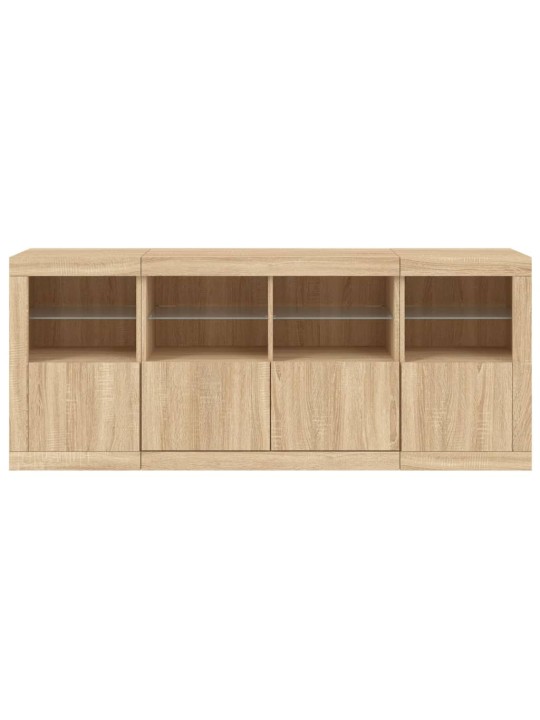 Kumode ar led lampiņām, ozolkoka krāsa, 163x37x67 cm