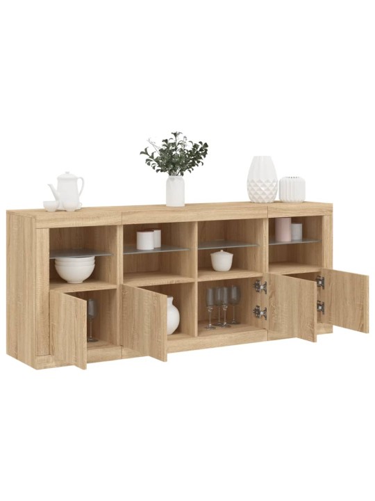 Kumode ar led lampiņām, ozolkoka krāsa, 163x37x67 cm