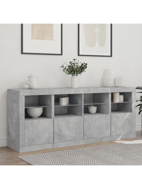 Kumode ar led lampiņām, betona pelēka, 163x37x67 cm