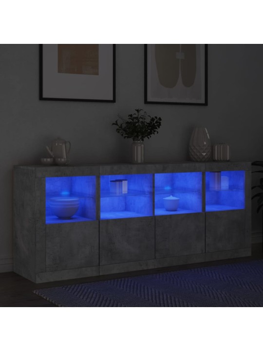 Kumode ar led lampiņām, betona pelēka, 163x37x67 cm