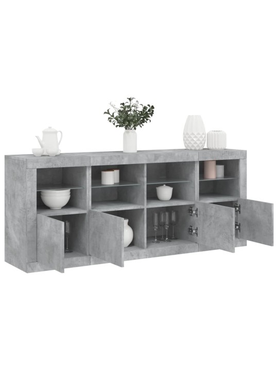 Kumode ar led lampiņām, betona pelēka, 163x37x67 cm