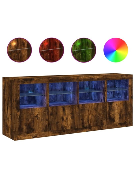Kumode ar LED lampiņām, ozolkoka krāsa, 163x37x67 cm