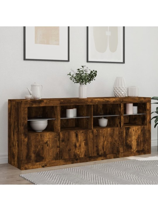 Kumode ar LED lampiņām, ozolkoka krāsa, 163x37x67 cm