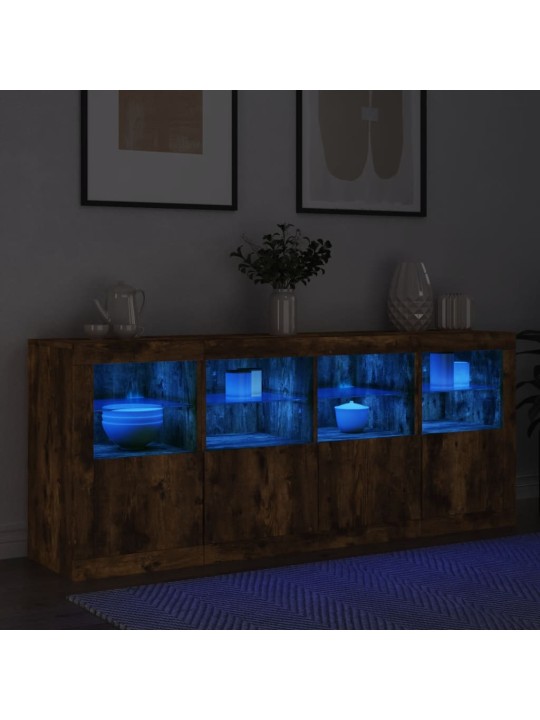 Kumode ar LED lampiņām, ozolkoka krāsa, 163x37x67 cm