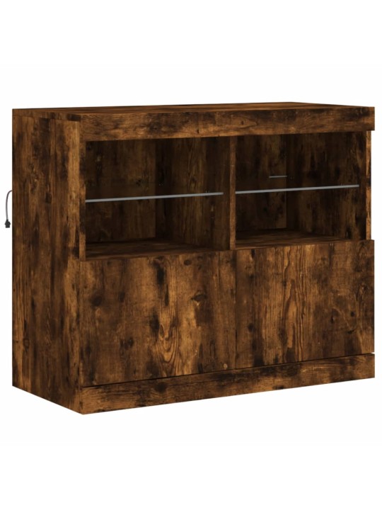 Kumode ar LED lampiņām, ozolkoka krāsa, 163x37x67 cm