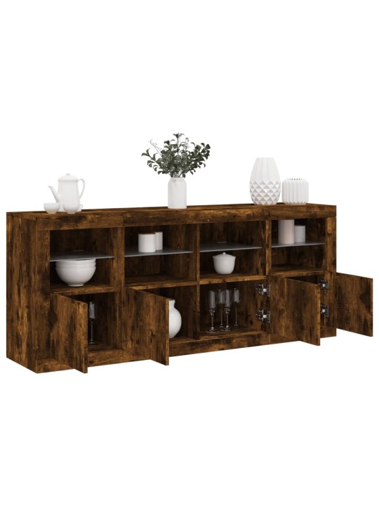 Kumode ar LED lampiņām, ozolkoka krāsa, 163x37x67 cm