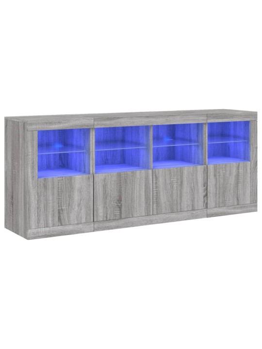 Kumode ar led lampiņām, pelēka ozolkoka krāsa, 163x37x67 cm