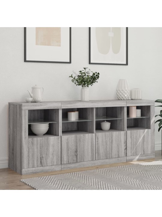 Kumode ar led lampiņām, pelēka ozolkoka krāsa, 163x37x67 cm
