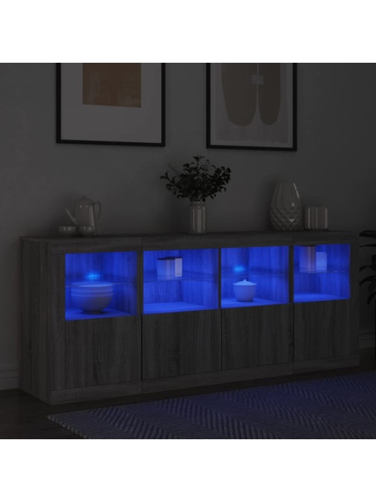 Kumode ar led lampiņām, pelēka ozolkoka krāsa, 163x37x67 cm