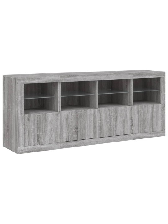 Kumode ar led lampiņām, pelēka ozolkoka krāsa, 163x37x67 cm
