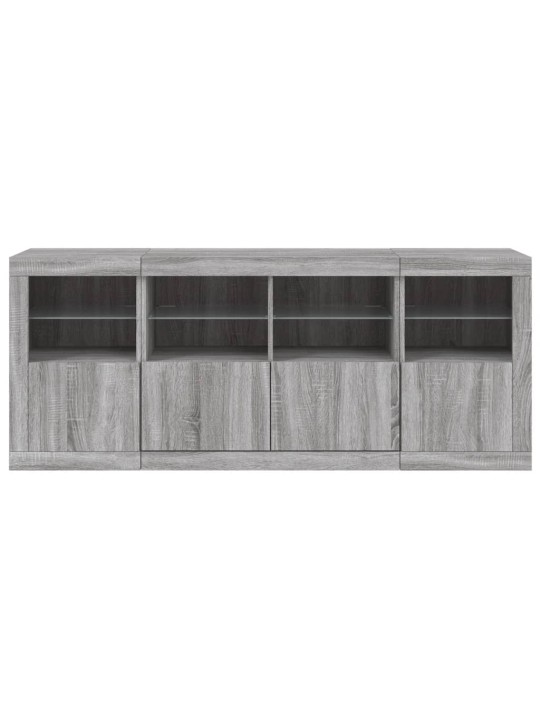 Kumode ar led lampiņām, pelēka ozolkoka krāsa, 163x37x67 cm
