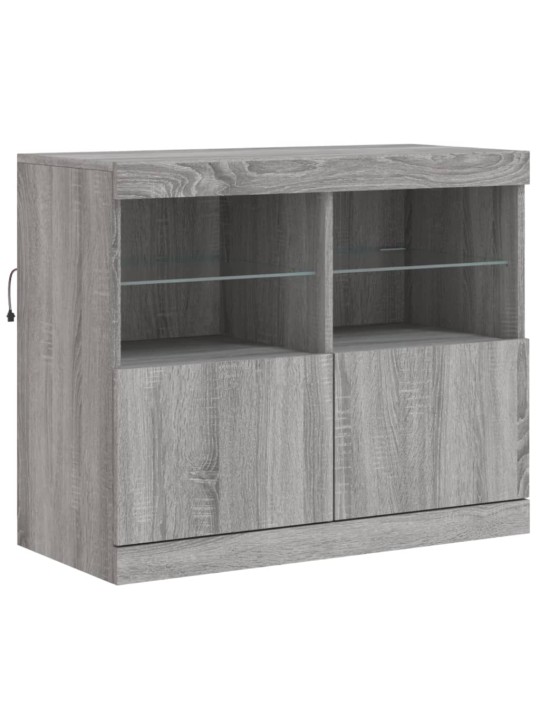 Kumode ar led lampiņām, pelēka ozolkoka krāsa, 163x37x67 cm