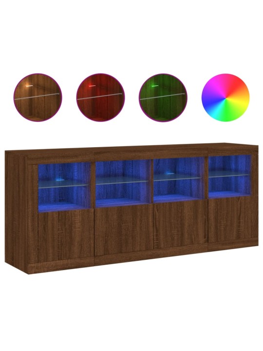 Kumode ar led lampiņām, brūna koka krāsa, 163x37x67 cm