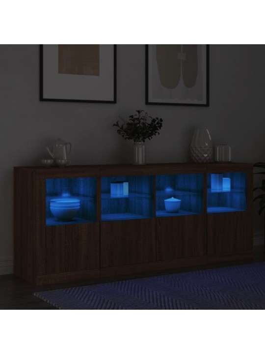 Kumode ar led lampiņām, brūna koka krāsa, 163x37x67 cm