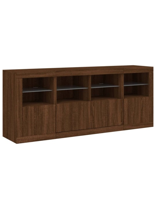 Kumode ar led lampiņām, brūna koka krāsa, 163x37x67 cm