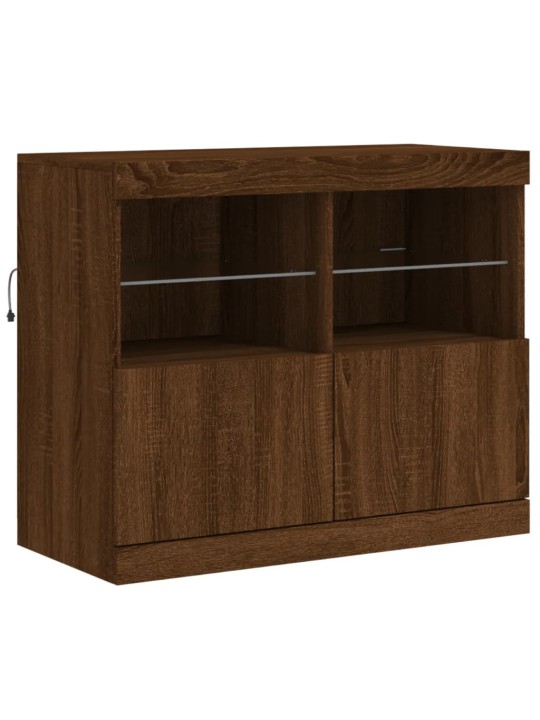 Kumode ar led lampiņām, brūna koka krāsa, 163x37x67 cm