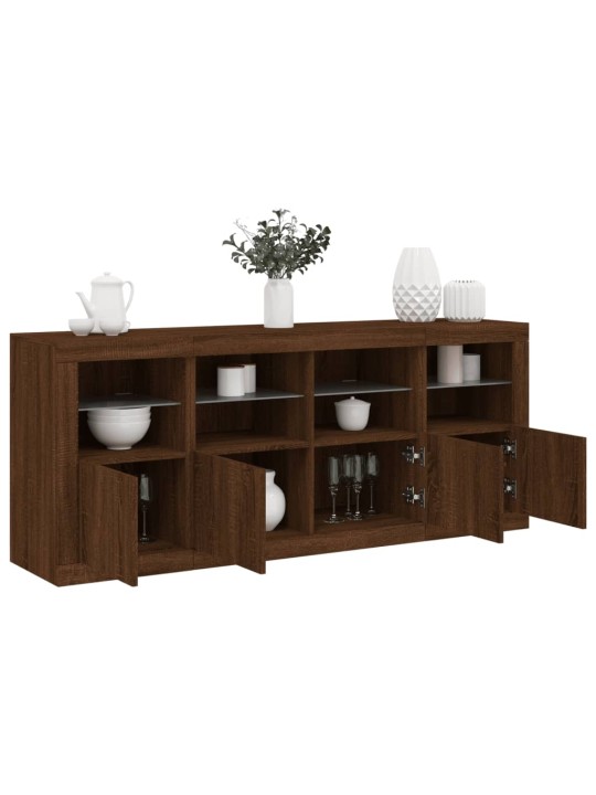 Kumode ar led lampiņām, brūna koka krāsa, 163x37x67 cm