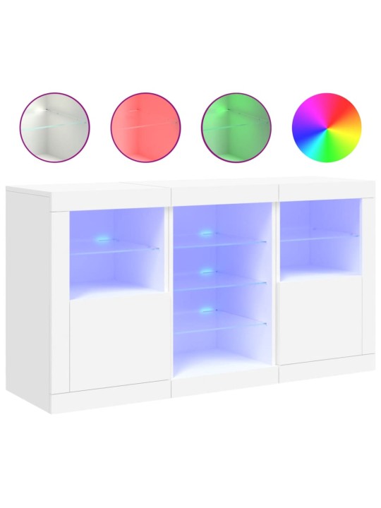 Kumode ar led lampiņām, 123x37x67 cm, balta