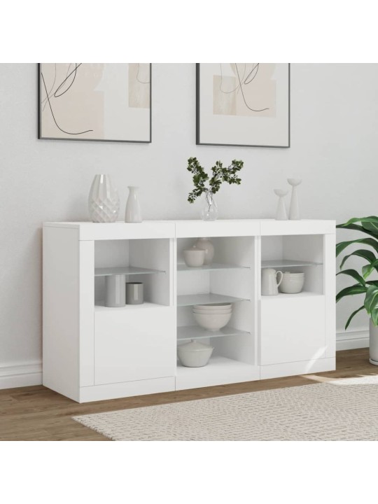 Kumode ar led lampiņām, 123x37x67 cm, balta