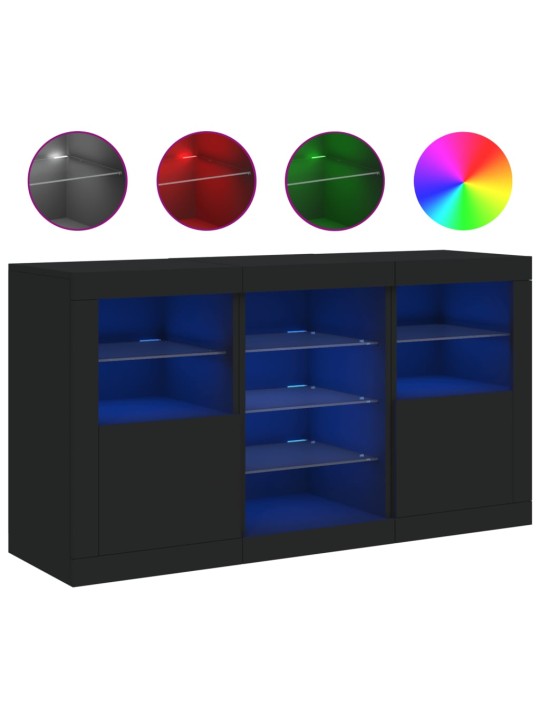 Kumode ar led lampiņām, melna, 123x37x67 cm