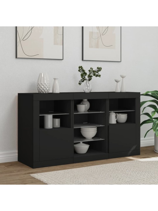 Kumode ar led lampiņām, melna, 123x37x67 cm