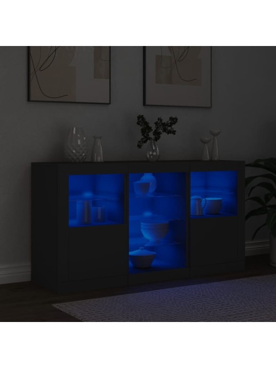 Kumode ar led lampiņām, melna, 123x37x67 cm