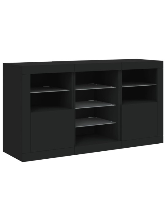 Kumode ar led lampiņām, melna, 123x37x67 cm