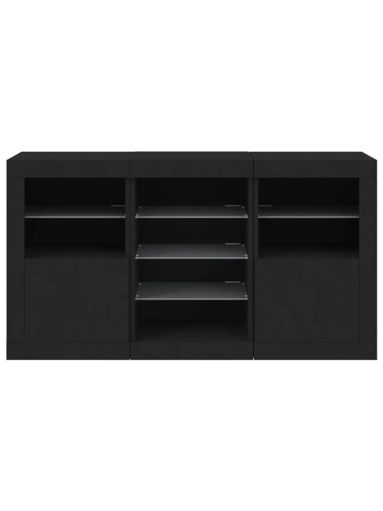 Kumode ar led lampiņām, melna, 123x37x67 cm