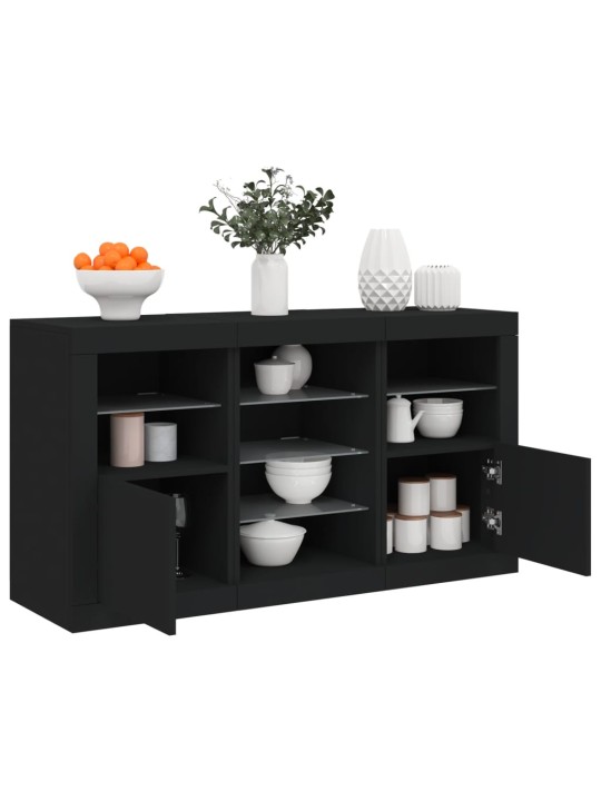 Kumode ar led lampiņām, melna, 123x37x67 cm
