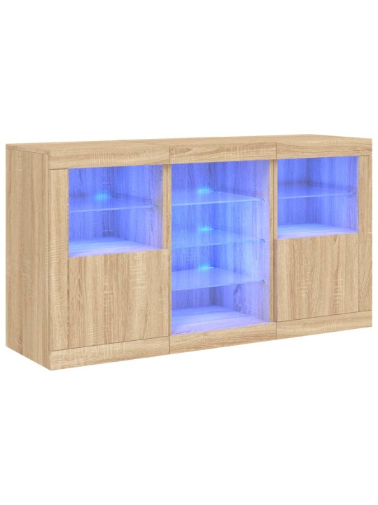 Kumode ar led lampiņām, ozolkoka krāsa, 123x37x67 cm