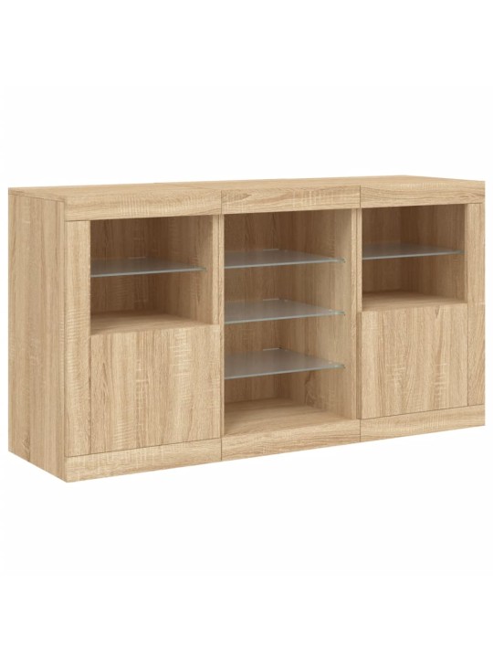 Kumode ar led lampiņām, ozolkoka krāsa, 123x37x67 cm