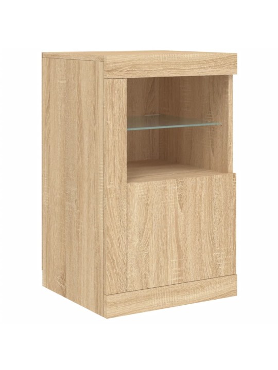 Kumode ar led lampiņām, ozolkoka krāsa, 123x37x67 cm