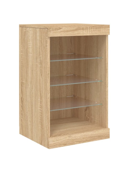Kumode ar led lampiņām, ozolkoka krāsa, 123x37x67 cm