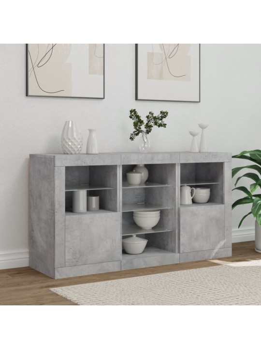 Kumode ar led lampiņām, betona pelēka, 123x37x67 cm