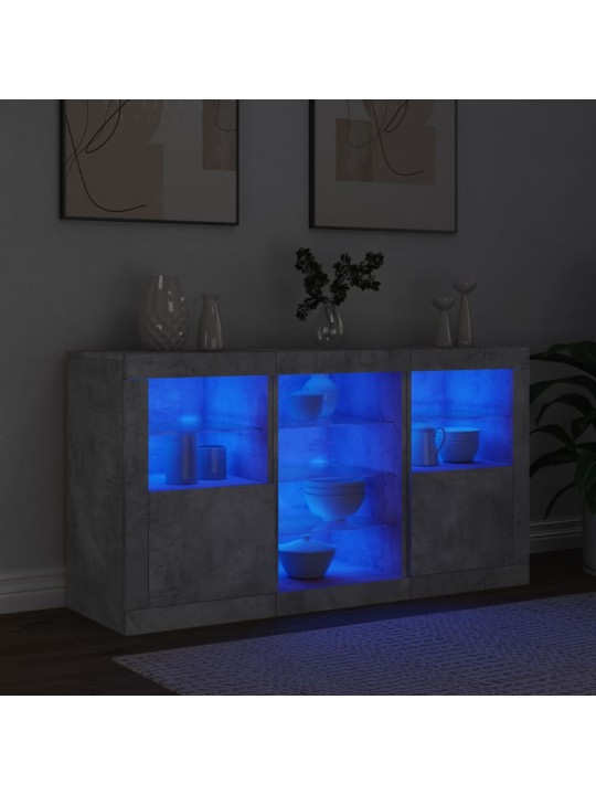 Kumode ar led lampiņām, betona pelēka, 123x37x67 cm