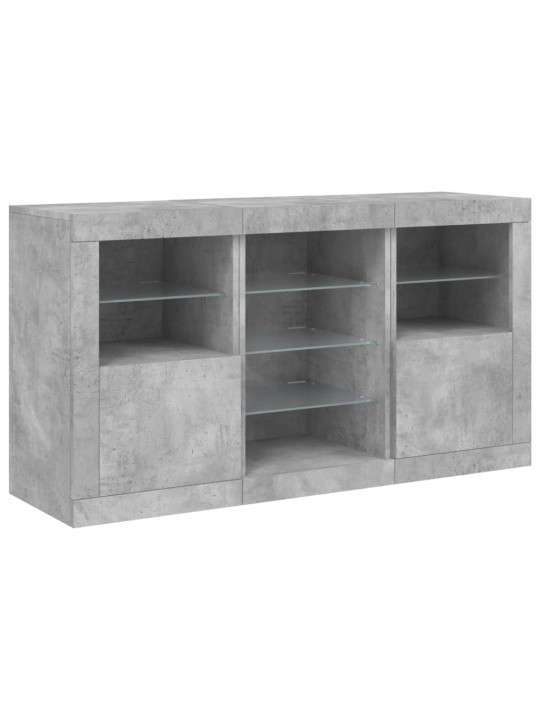 Kumode ar led lampiņām, betona pelēka, 123x37x67 cm