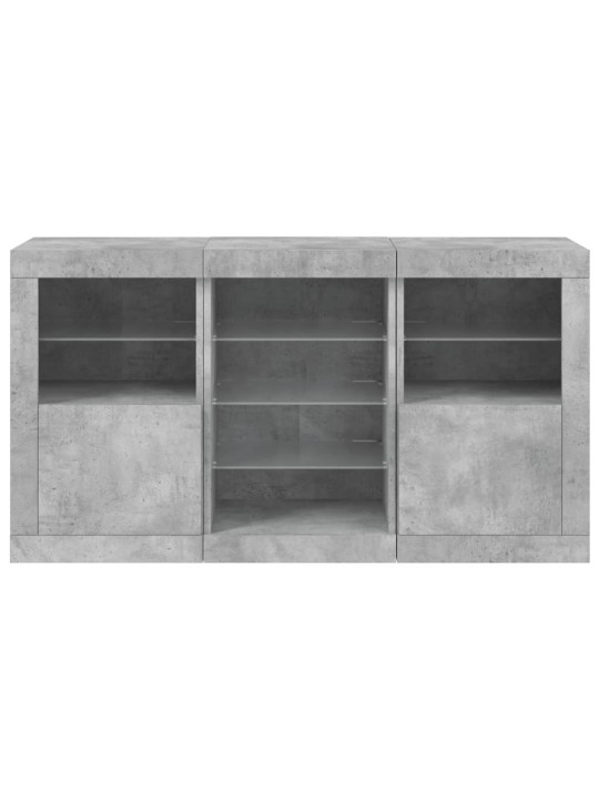 Kumode ar led lampiņām, betona pelēka, 123x37x67 cm