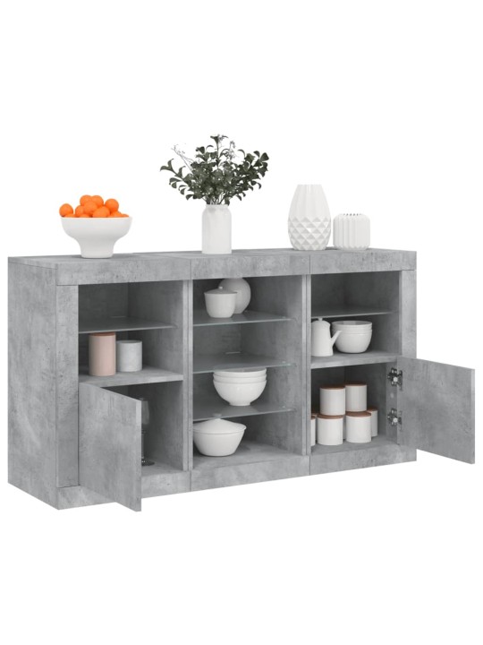 Kumode ar led lampiņām, betona pelēka, 123x37x67 cm