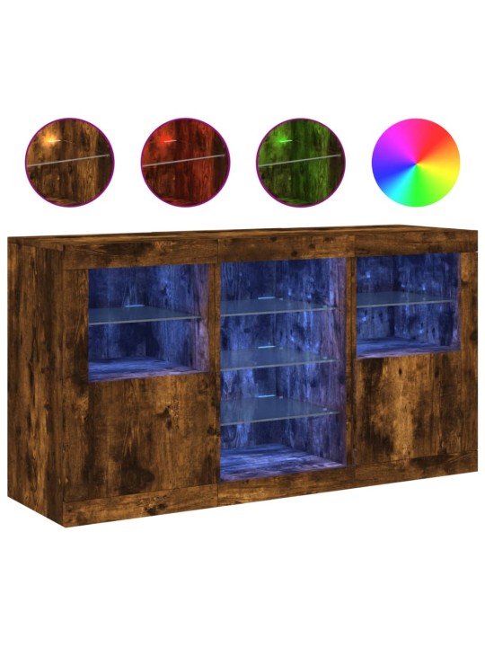 Kumode ar led lampiņām, ozolkoka krāsa, 123x37x67 cm