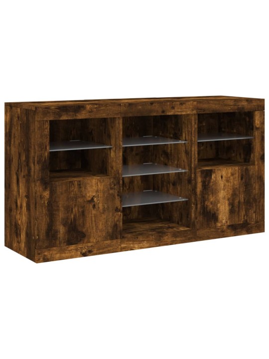 Kumode ar led lampiņām, ozolkoka krāsa, 123x37x67 cm