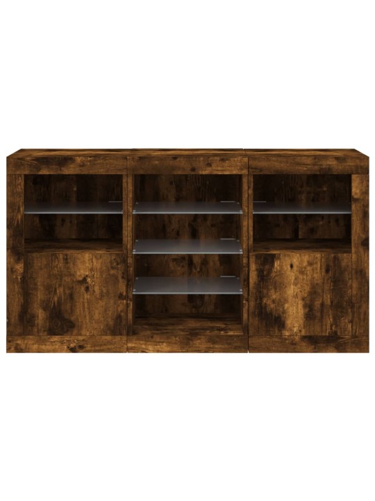 Kumode ar led lampiņām, ozolkoka krāsa, 123x37x67 cm