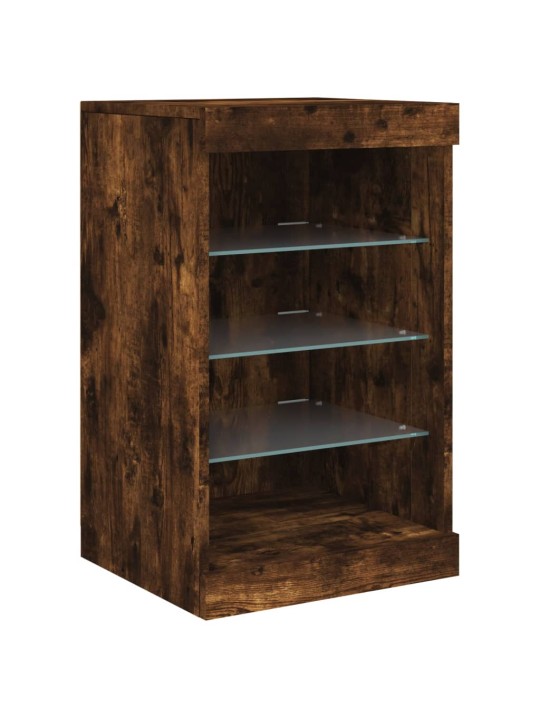 Kumode ar led lampiņām, ozolkoka krāsa, 123x37x67 cm