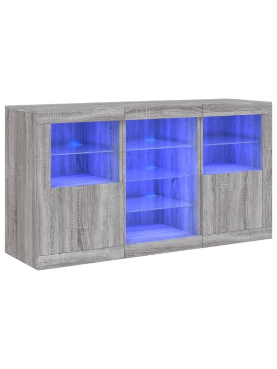 Kumode ar led lampiņām, pelēka ozolkoka krāsa, 123x37x67 cm