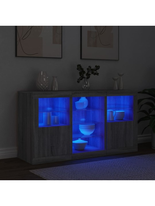 Kumode ar led lampiņām, pelēka ozolkoka krāsa, 123x37x67 cm