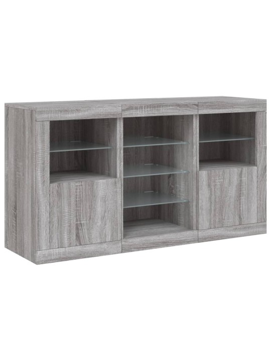 Kumode ar led lampiņām, pelēka ozolkoka krāsa, 123x37x67 cm