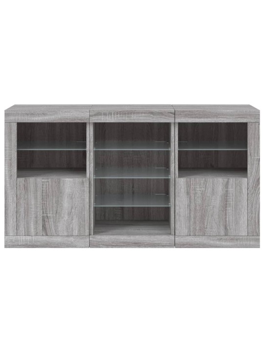 Kumode ar led lampiņām, pelēka ozolkoka krāsa, 123x37x67 cm
