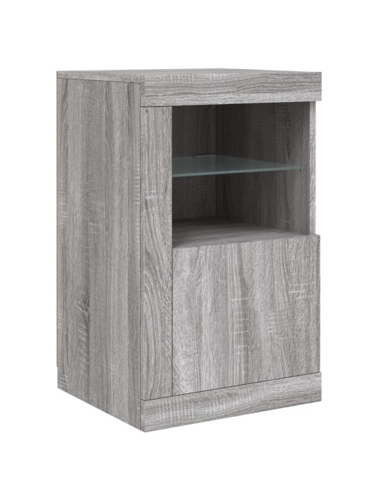 Kumode ar led lampiņām, pelēka ozolkoka krāsa, 123x37x67 cm