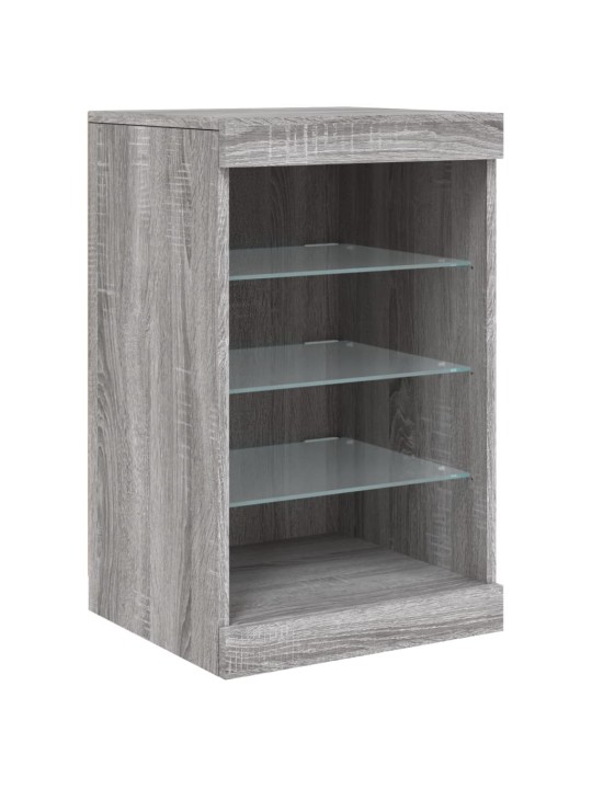 Kumode ar led lampiņām, pelēka ozolkoka krāsa, 123x37x67 cm